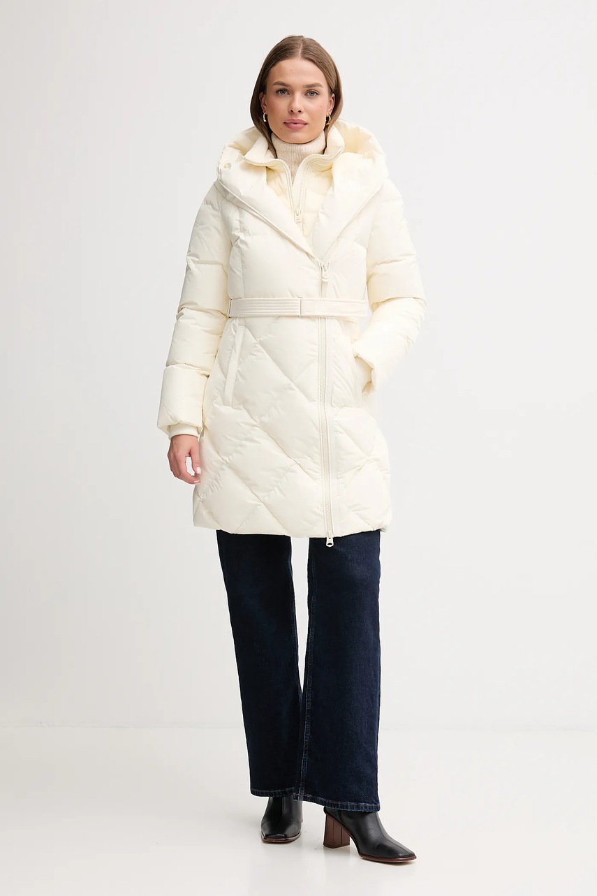 Шерстяной свитер Tommy Hilfiger цвет бежевый лёгкий с гольфом WW0WW46791