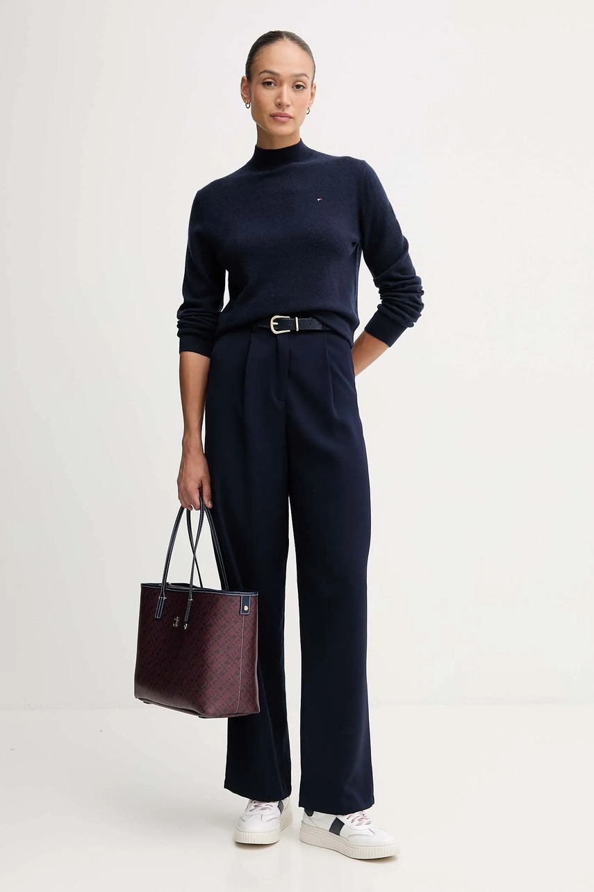 Шерстяной свитер Tommy Hilfiger цвет синий лёгкий с полугольфом WW0WW47468