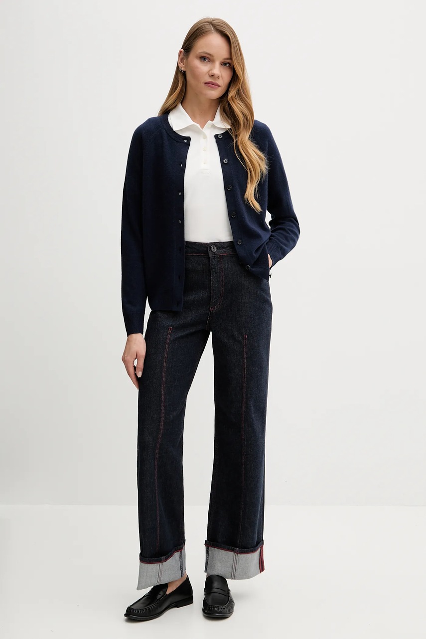 Шерстяной кардиган Tommy Hilfiger цвет синий лёгкий WW0WW47469