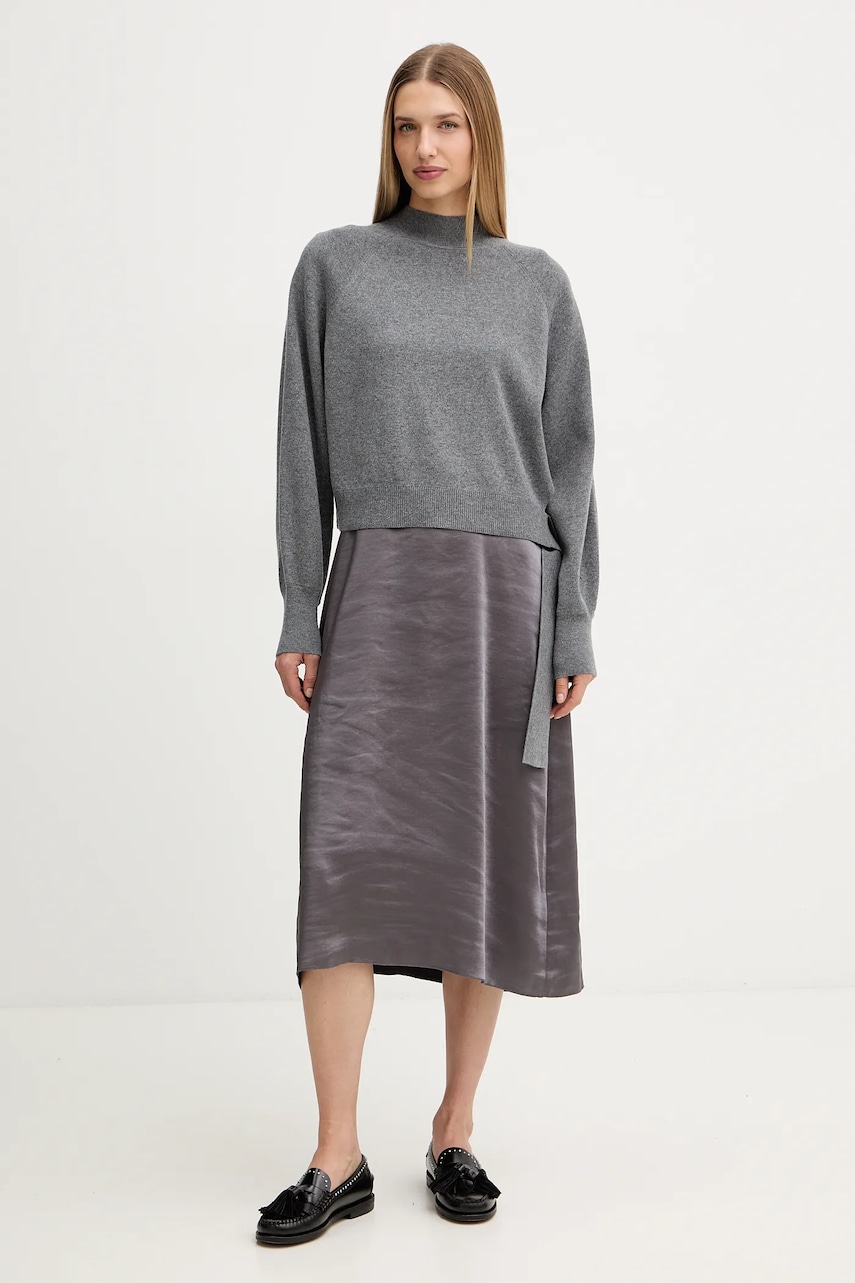 BOSS rochie și pulover culoarea gri, midi, mulată, 50547867