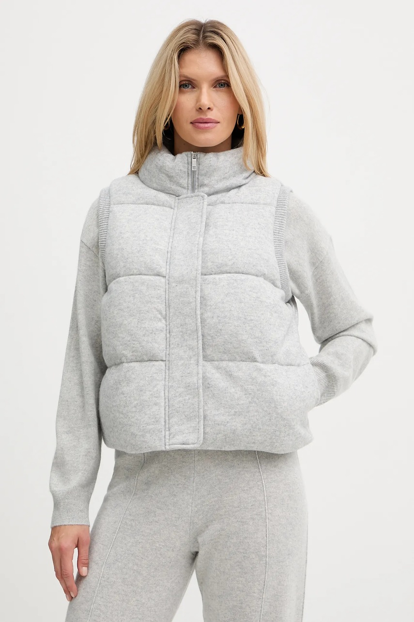 BOSS vestă de lână culoarea gri, de iarna, 50547894