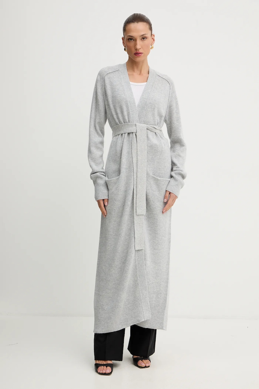 BOSS cardigan din lână culoarea gri, 50550488