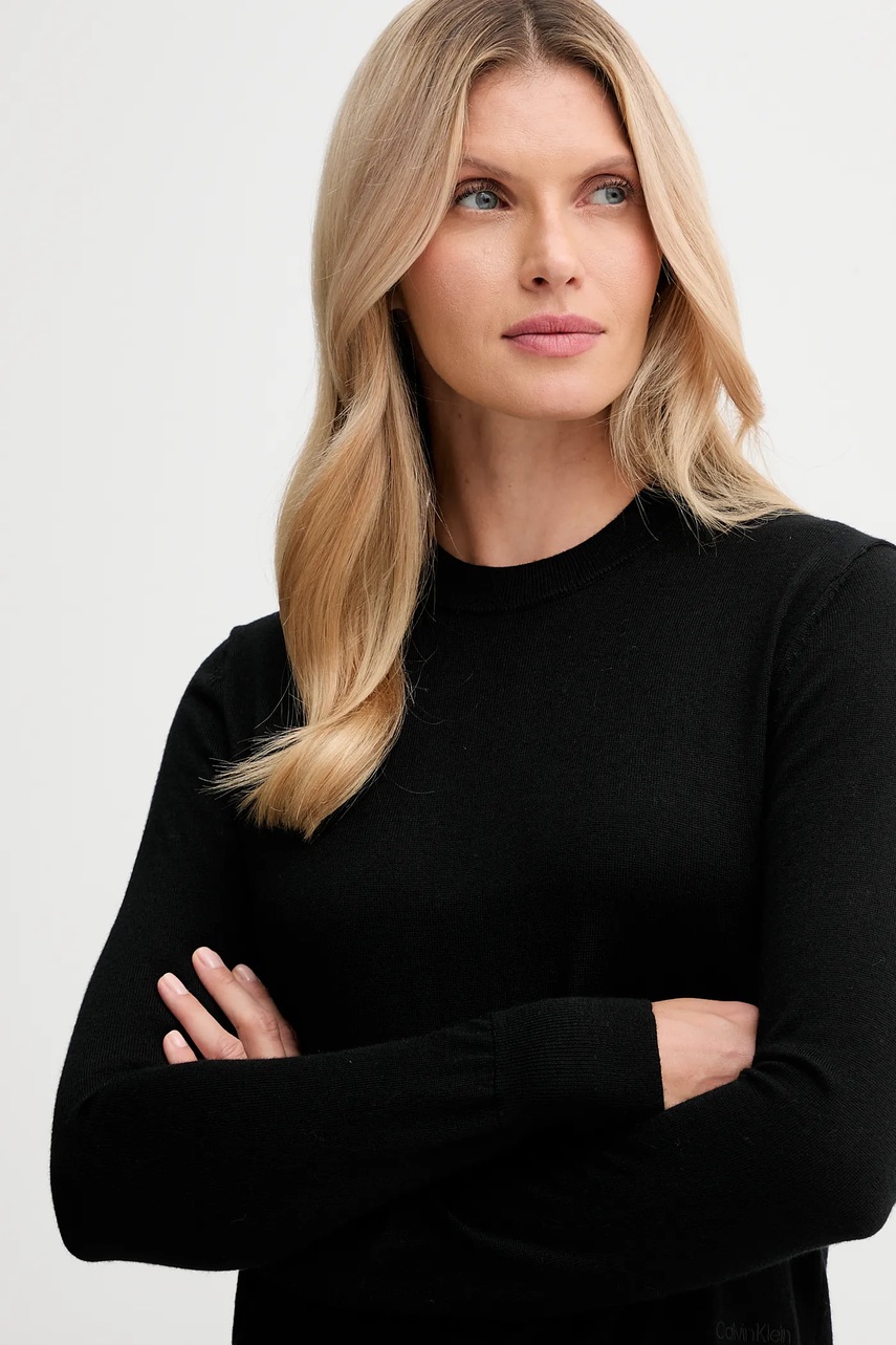 Πουλόβερ με προσθήκη μαλλιού Calvin Klein χρώμα: μαύρο, LV044D370G φωτογραφία