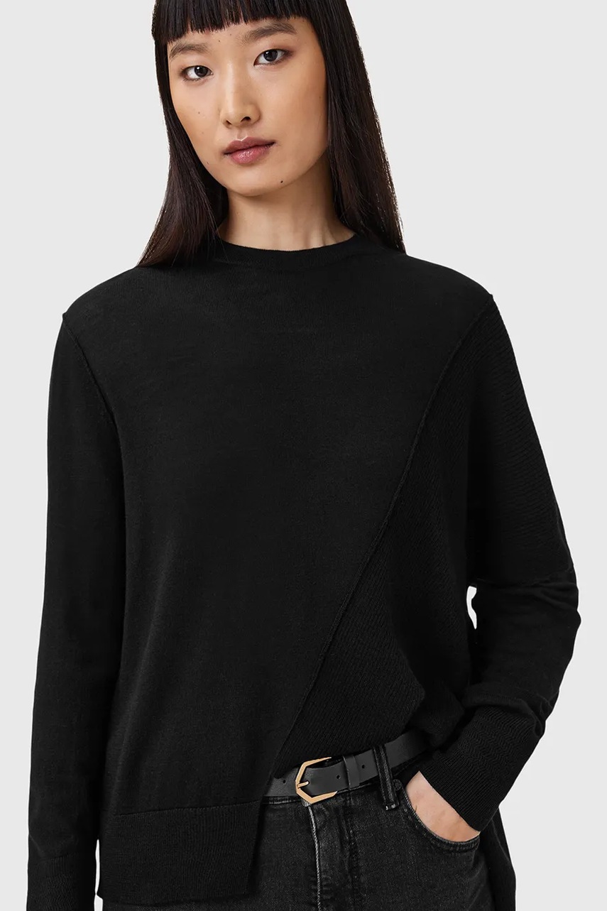 Шерстяной свитер AllSaints ISLA цвет чёрный лёгкий W004KD