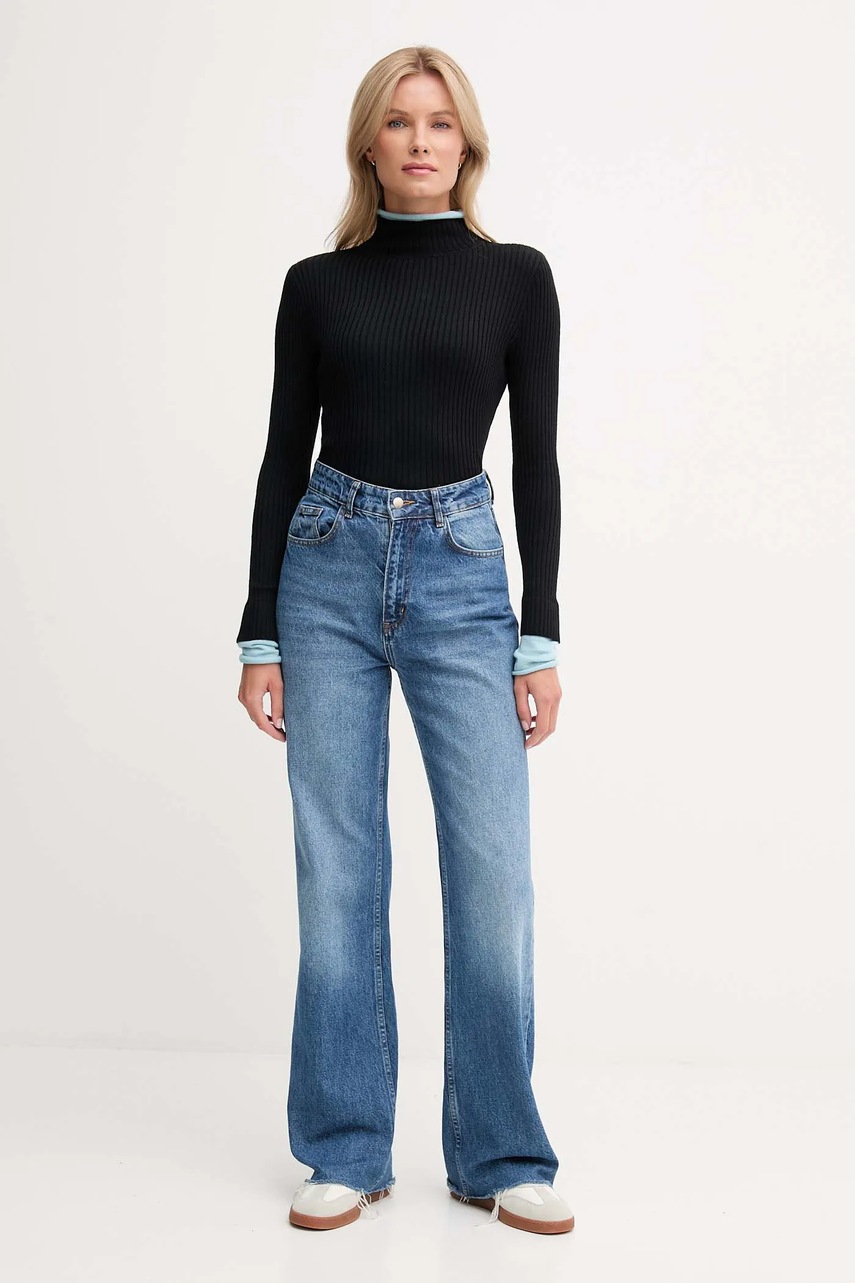 Свитер с добавлением шерсти Calvin Klein Jeans цвет чёрный лёгкий с полугольфом LV044D314G