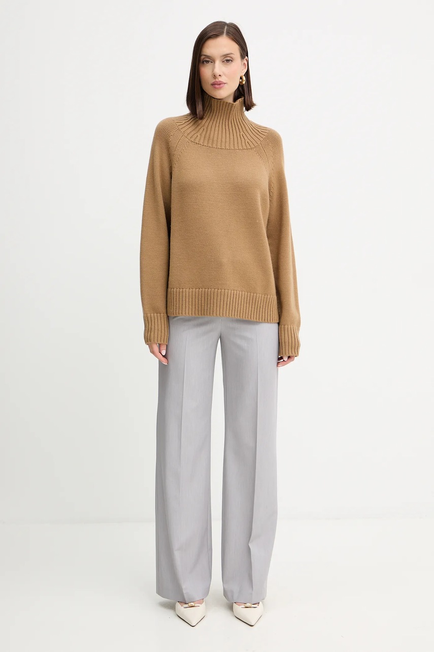 Шерстяной свитер MICHAEL Michael Kors цвет зелёный тёплый с гольфом MF561CGF2G