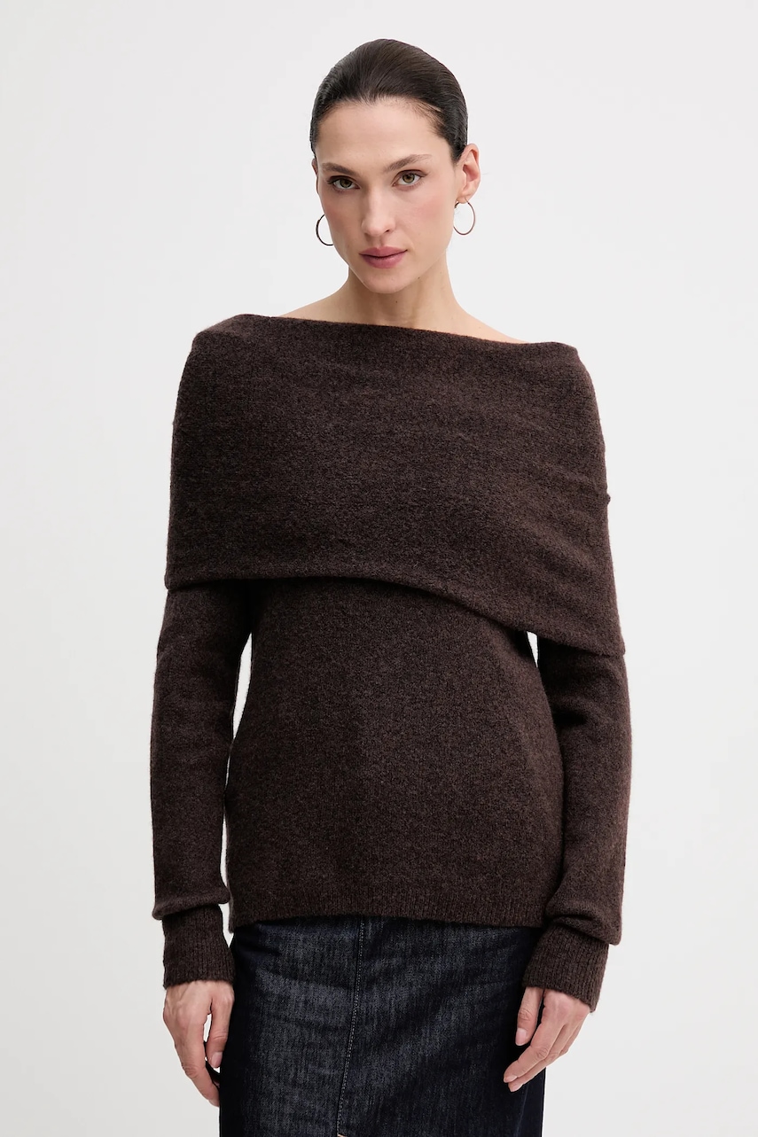 Hoss Intropia pulover din amestec de lână culoarea maro, 6382056
