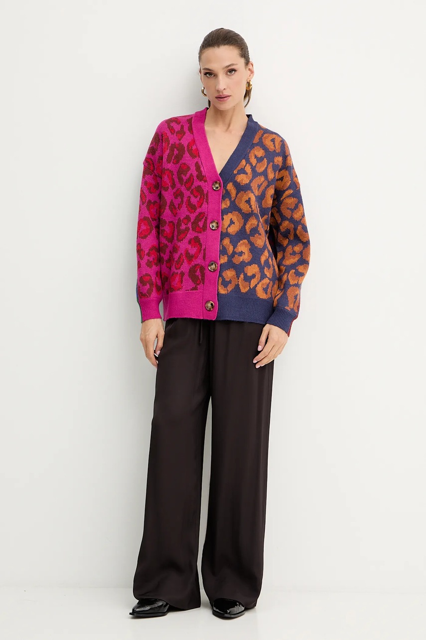 Кардиган с примесью шерсти Farm Rio цвет розовый тёплый 346319