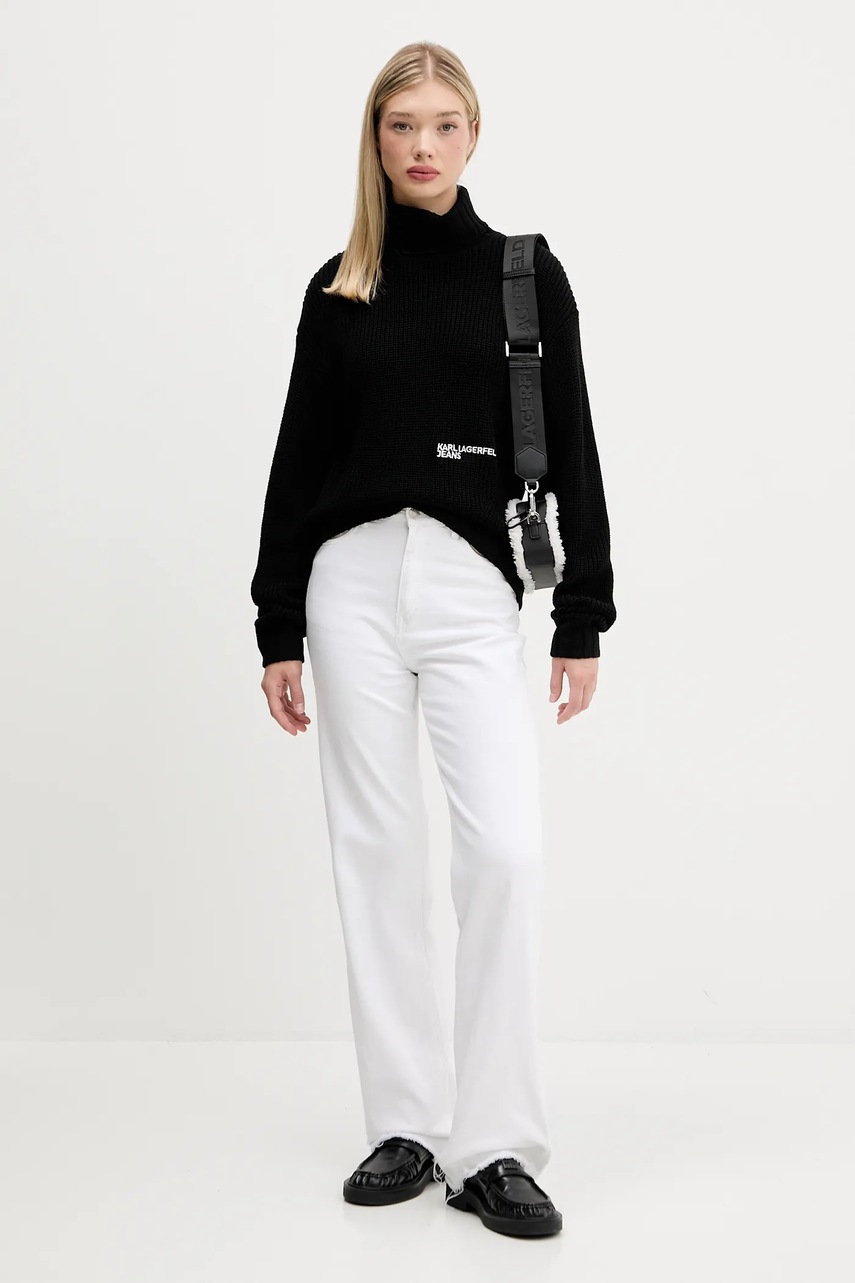 Свитер с шерстью Karl Lagerfeld Jeans цвет чёрный с гольфом A4W18020