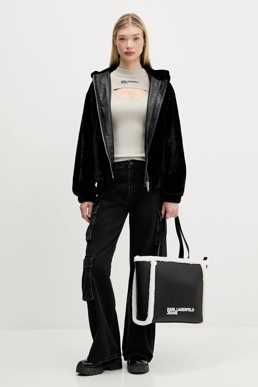 Свитер Karl Lagerfeld Jeans цвет бежевый лёгкий с полугольфом A4W18013