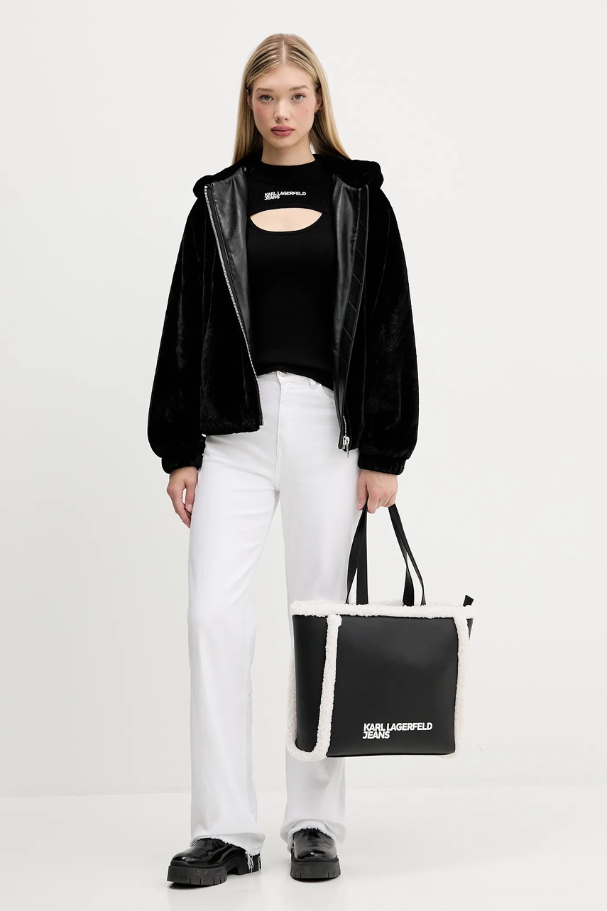 Свитер Karl Lagerfeld Jeans цвет чёрный лёгкий с полугольфом A4W18013