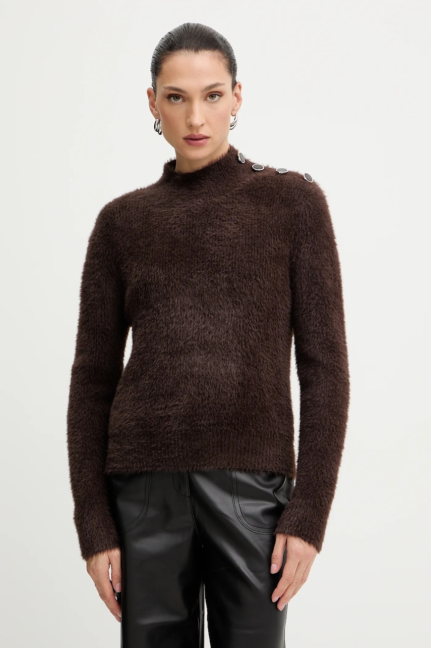 Morgan pulover culoarea maro, cu guler, MFENNY