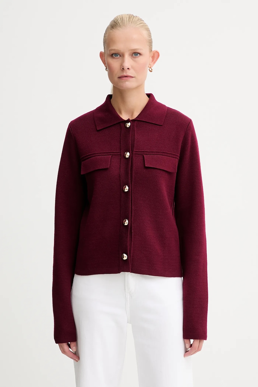 Morgan cardigan din amestec de lână culoarea bordo, light, MIMDIE