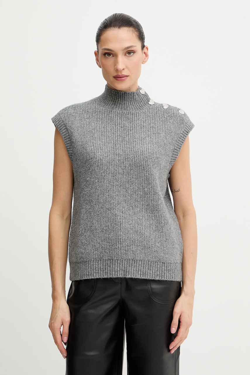 Morgan vestă din amestec de lână culoarea gri, cu turtleneck, MSARA