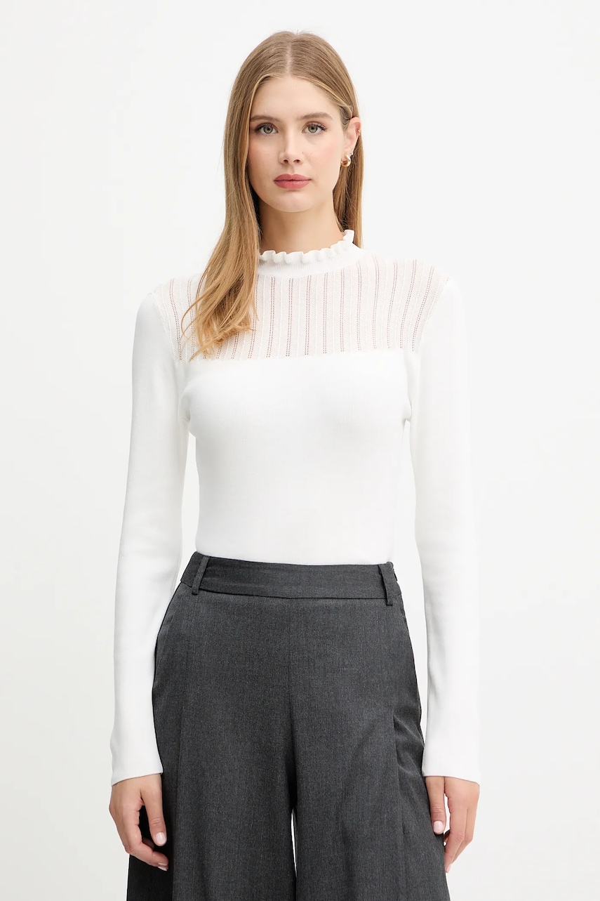 Morgan pulover culoarea alb, light, cu turtleneck, MSNOWI