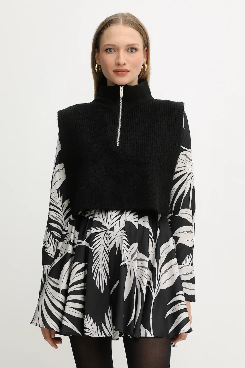 Morgan vestă culoarea negru, cu turtleneck, 5COLA