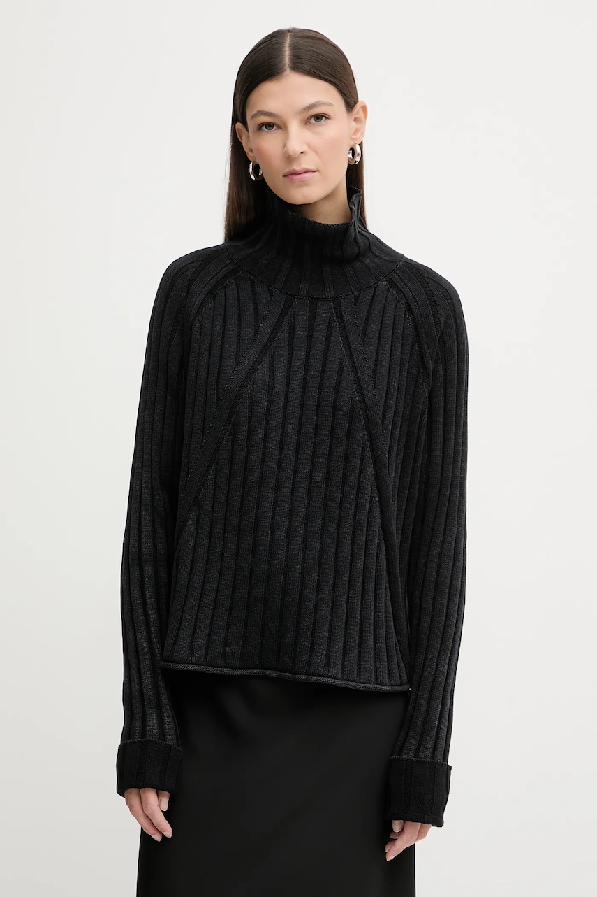 G-Star pulover de bumbac culoarea negru, cu guler, D27172.D630