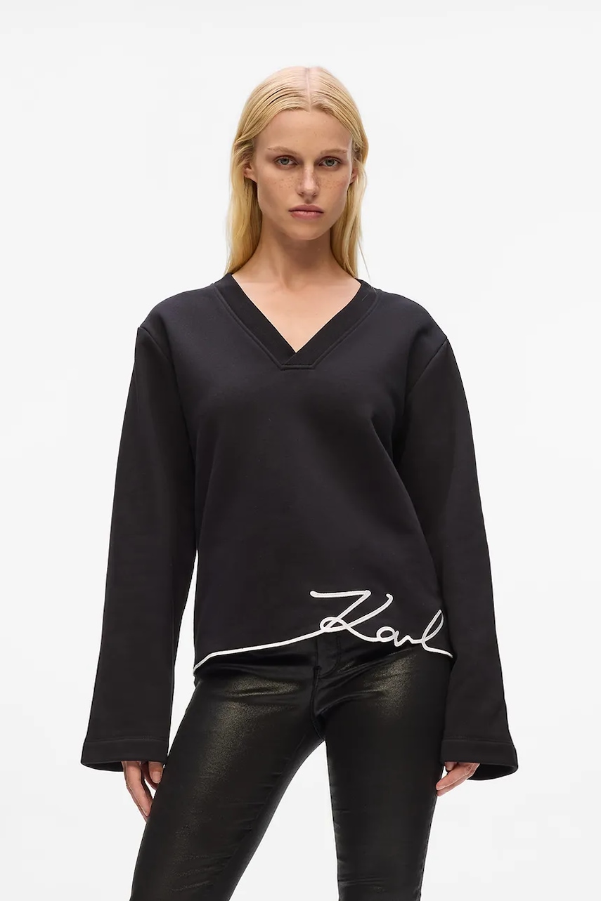 Karl Lagerfeld hanorac de bumbac culoarea negru, cu imprimeu, A4W20040