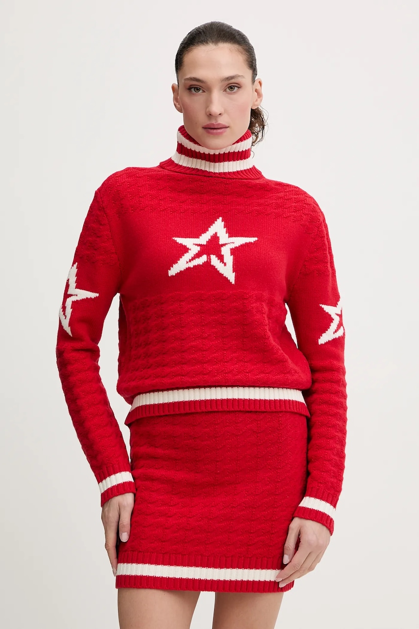 Perfect Moment pulover de lână culoarea rosu, cu guler, W3001261