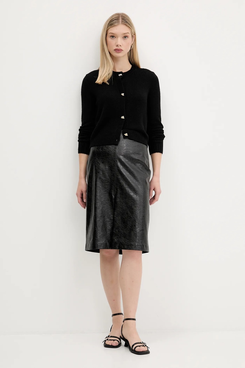 Кардиган с шерстью HUGO цвет чёрный 50548248