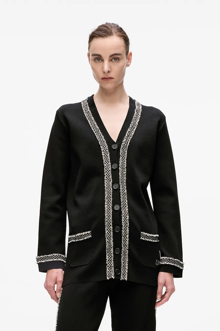 Karl Lagerfeld cardigan culoarea negru, A4W18036 Karl Lagerfeld cardigan culoarea negru, A4W18036