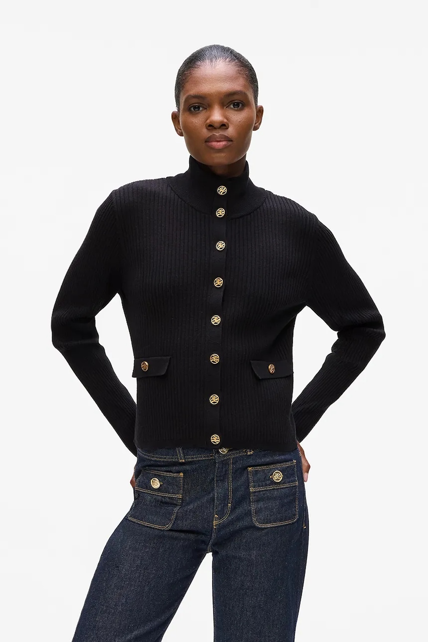 Karl Lagerfeld cardigan culoarea negru, A4W18040