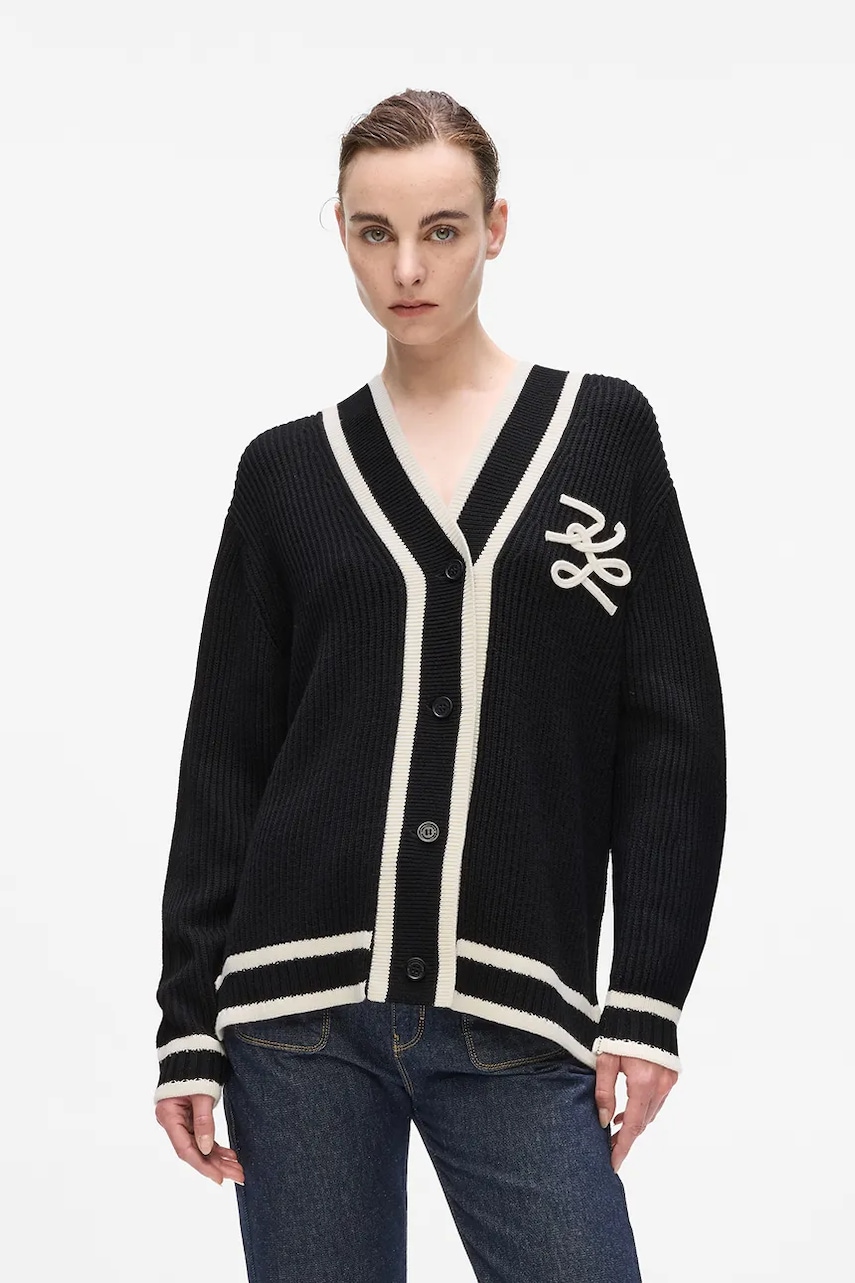 Karl Lagerfeld cardigan cu lână negru pentru femei A4W18052