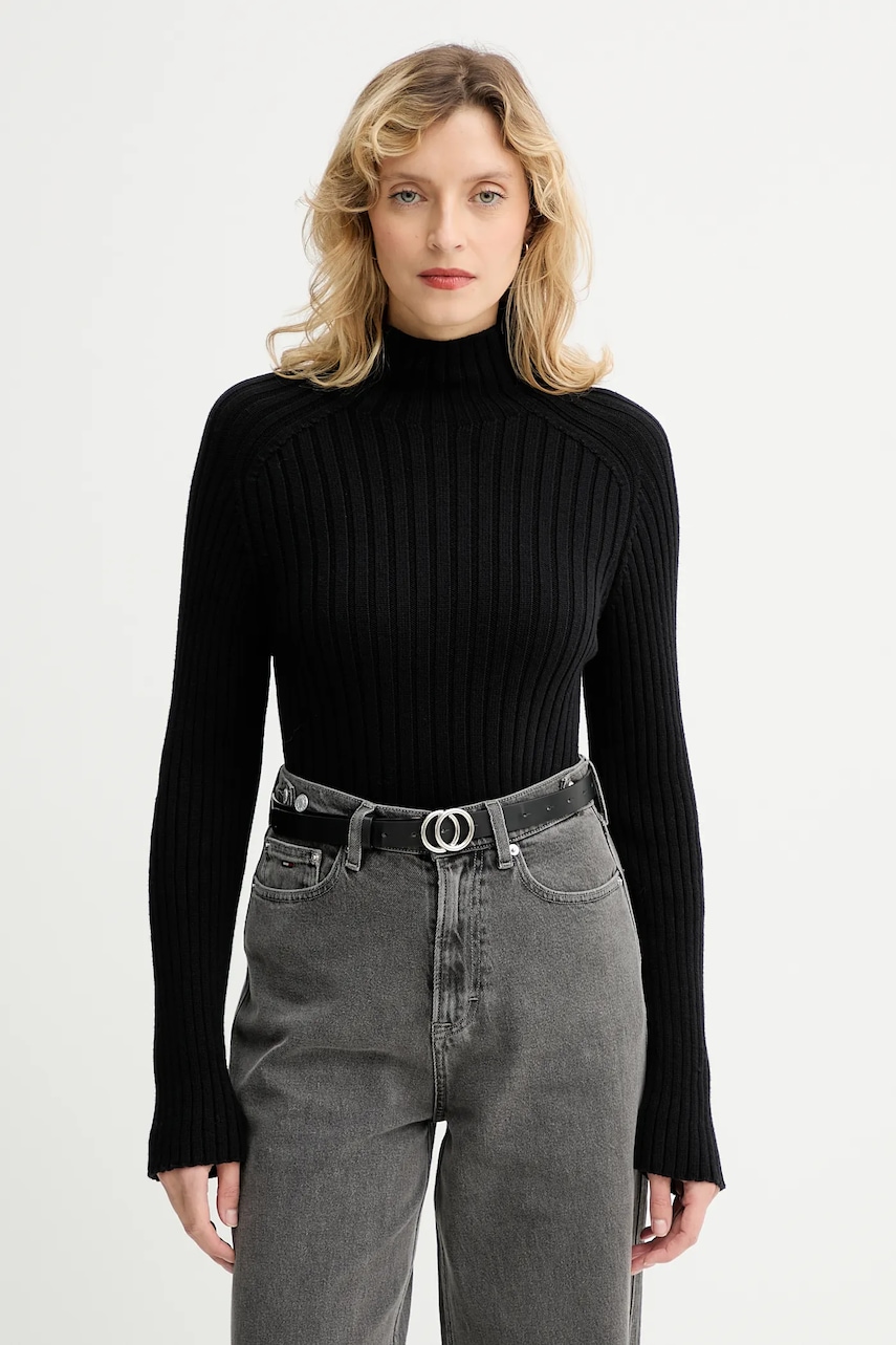 Marc O'Polo pulover de bumbac culoarea negru, cu turtleneck, 509605960173