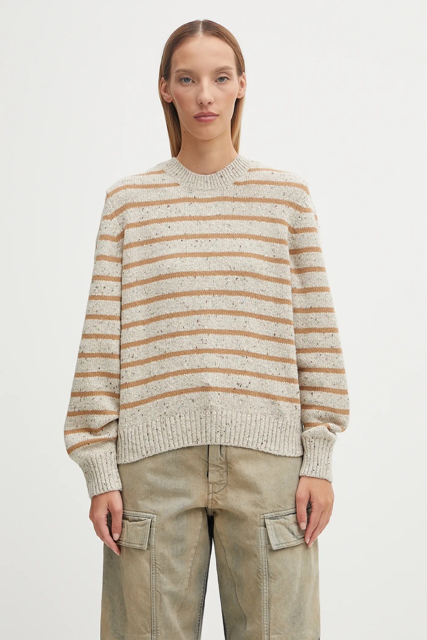 Barbour pulover de lână Claydon Knitted Jumper culoarea bej, călduros, LKN1665ST53
