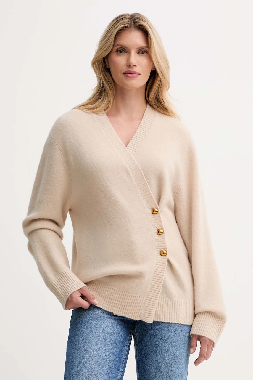 ISABELLE BLANCHE cardigan din amestec de lână culoarea bej, IS25FW-M152-F007