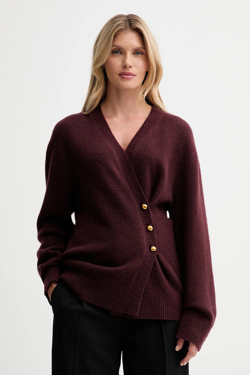 ISABELLE BLANCHE cardigan din amestec de lână culoarea bordo, IS25FW-M152-F007