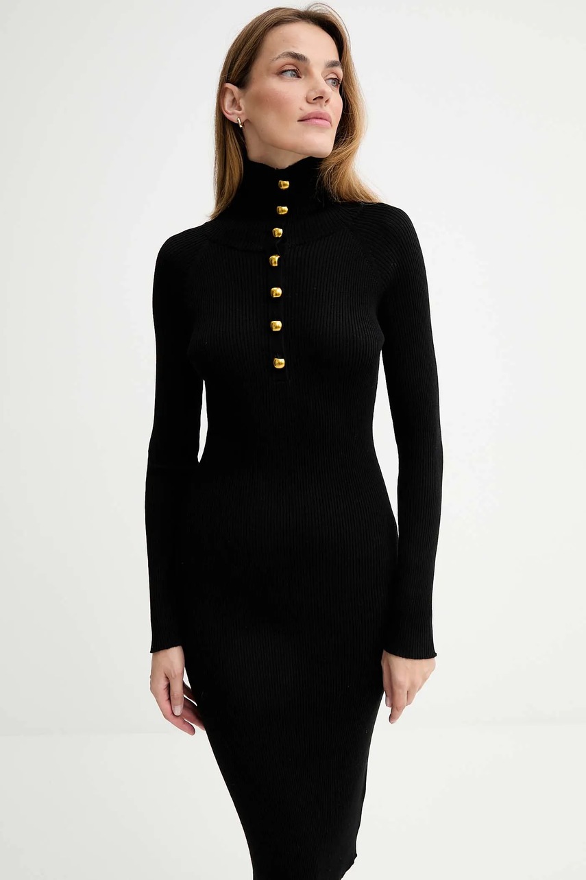 Вовняна сукня ISABELLE BLANCHE колір чорний midi облягаюча IS25FW-M165-F009