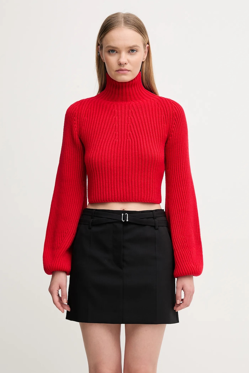Sportmax pulover de lână MARMO culoarea roșu, cu guler, 2522366092600