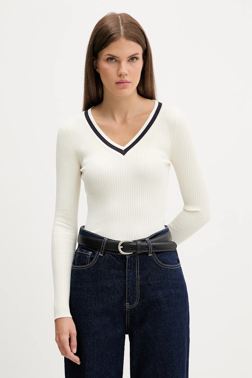 Levně Svetr Guess Jeans dámský, béžová barva, W5BR05 Z3P32
