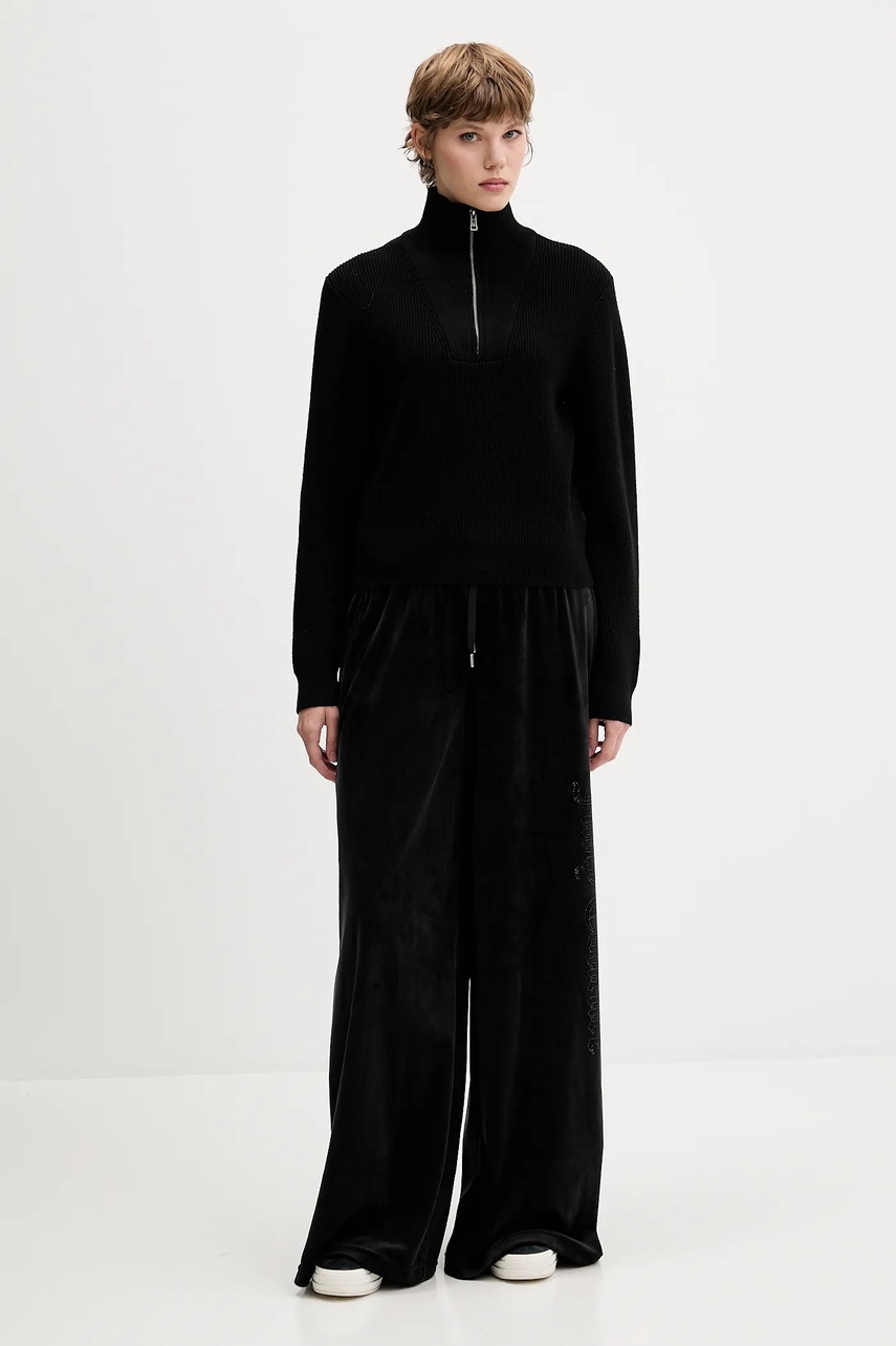 Свитер Guess Jeans цвет чёрный с полугольфом W5BR07 Z0572