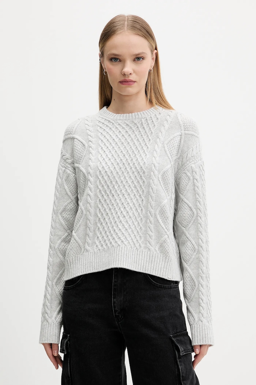 Levně Svetr s příměsí vlny Guess Jeans šedá barva, W5BR09 Z0561