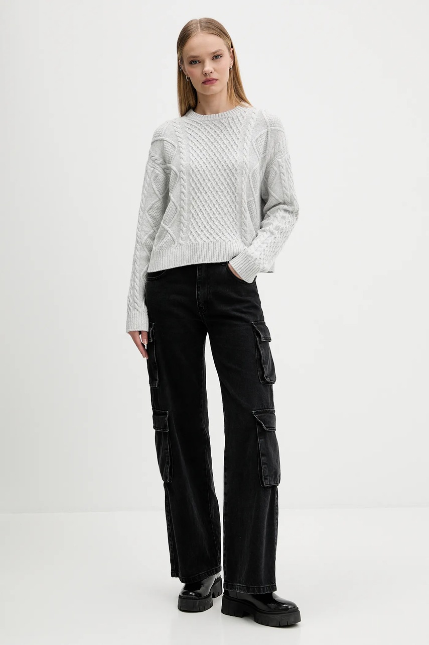 Свитер с добавлением шерсти Guess Jeans цвет серый лёгкий W5BR09 Z0561