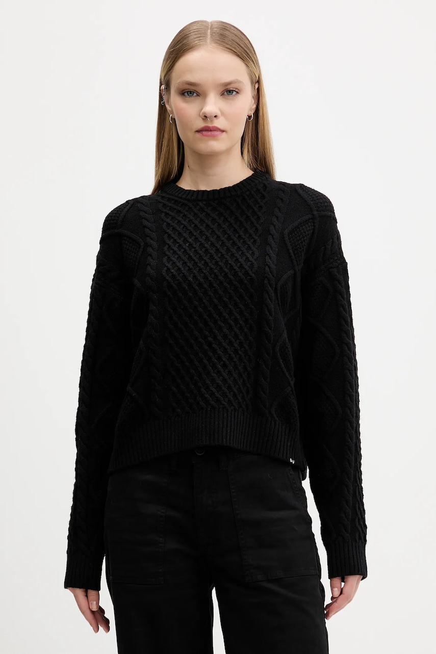Levně Svetr s příměsí vlny Guess Jeans černá barva, W5BR09 Z0561