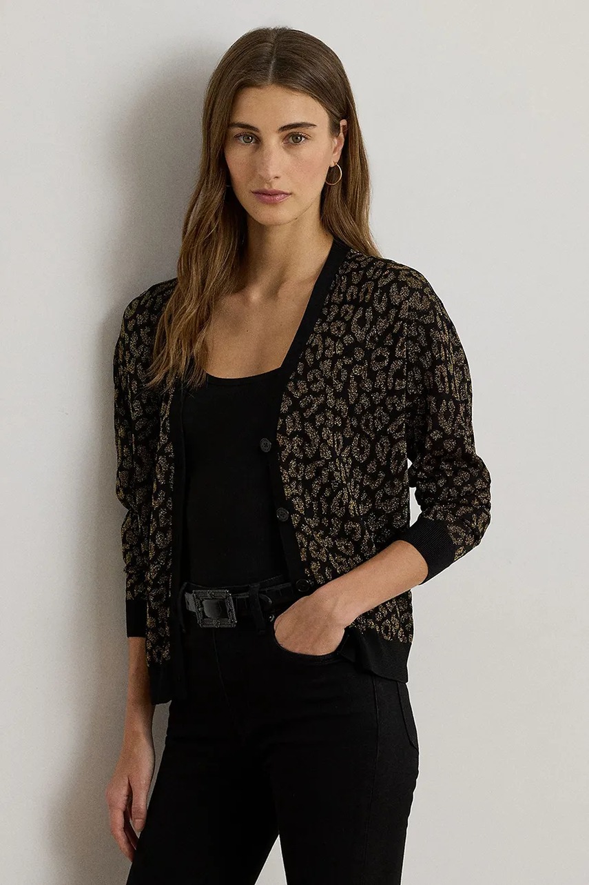 Levně Kardigan Lauren Ralph Lauren dámský, černá barva, 200979661