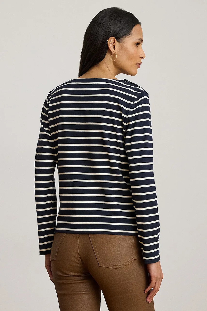 Хлопковый лонгслив Lauren Ralph Lauren цвет синий 200980155 Хлопковый лонгслив Lauren Ralph Lauren цвет синий 200980155