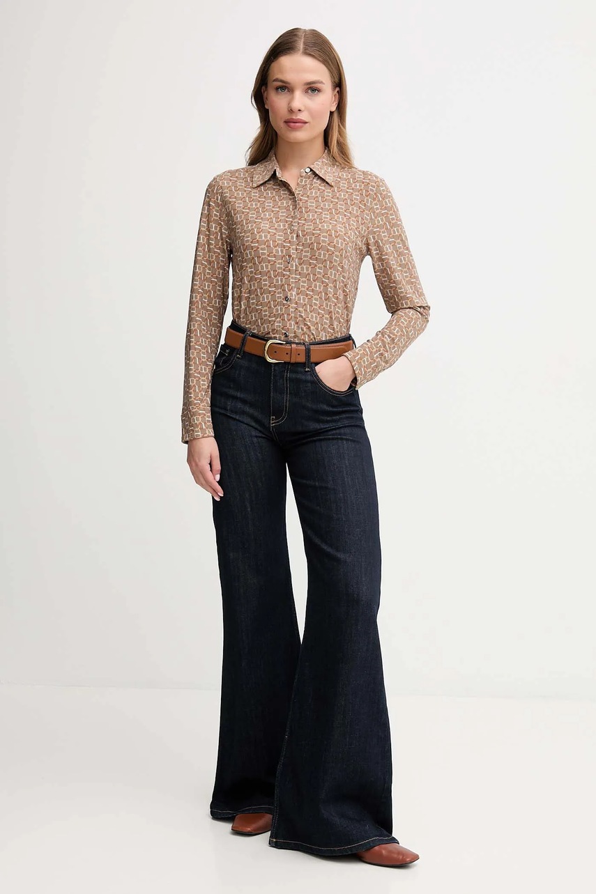 Рубашка Lauren Ralph Lauren цвет бежевый regular классический воротник 200980178