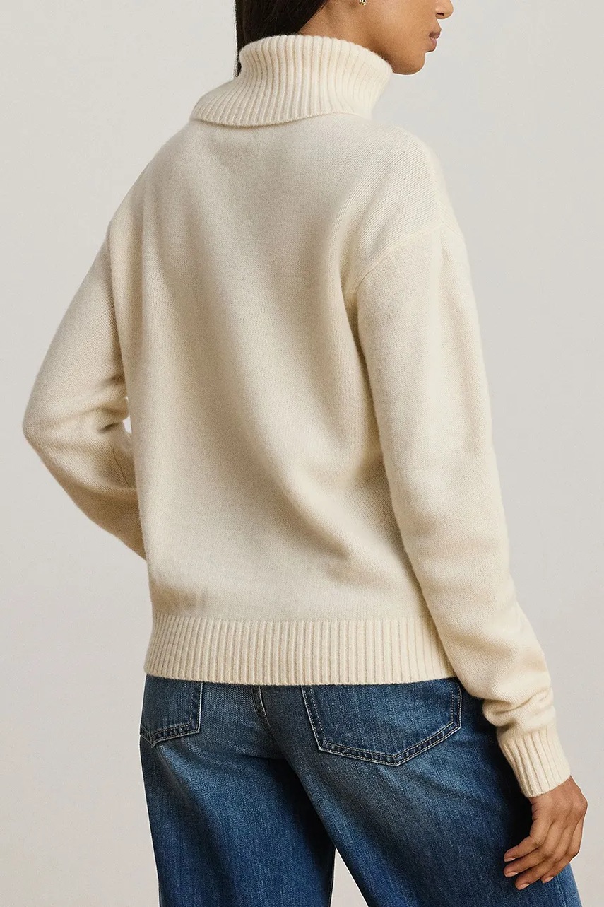 Кашемировый свитер Lauren Ralph Lauren цвет бежевый с гольфом 200P03372