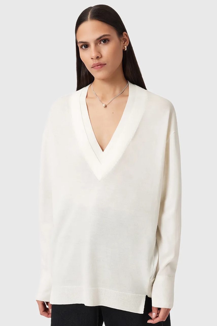 AllSaints pulover din amestec de lână BERN culoarea alb, light, W050KD