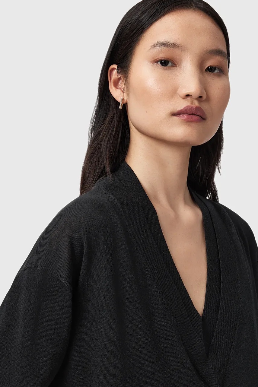 Свитер с добавлением шерсти AllSaints BERN цвет чёрный лёгкий W050KD