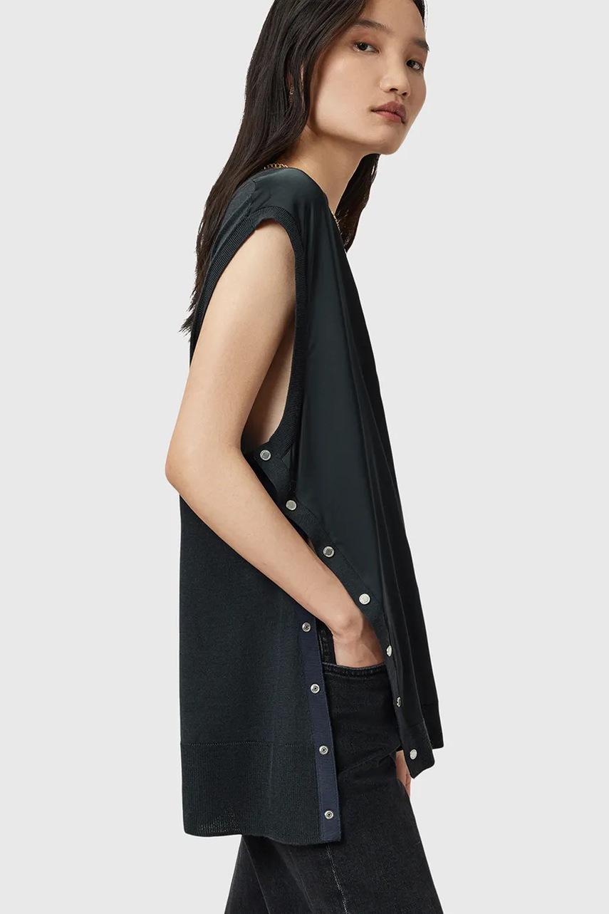 Жилет с добавлением шерсти AllSaints BERN цвет синий лёгкий W045KD