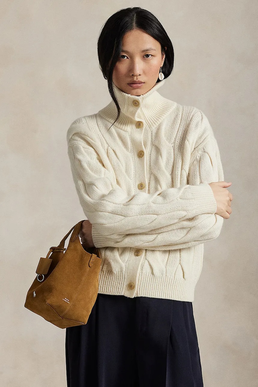 Levně Vlněný kardigan Polo Ralph Lauren dámský, bílá barva, 211978313