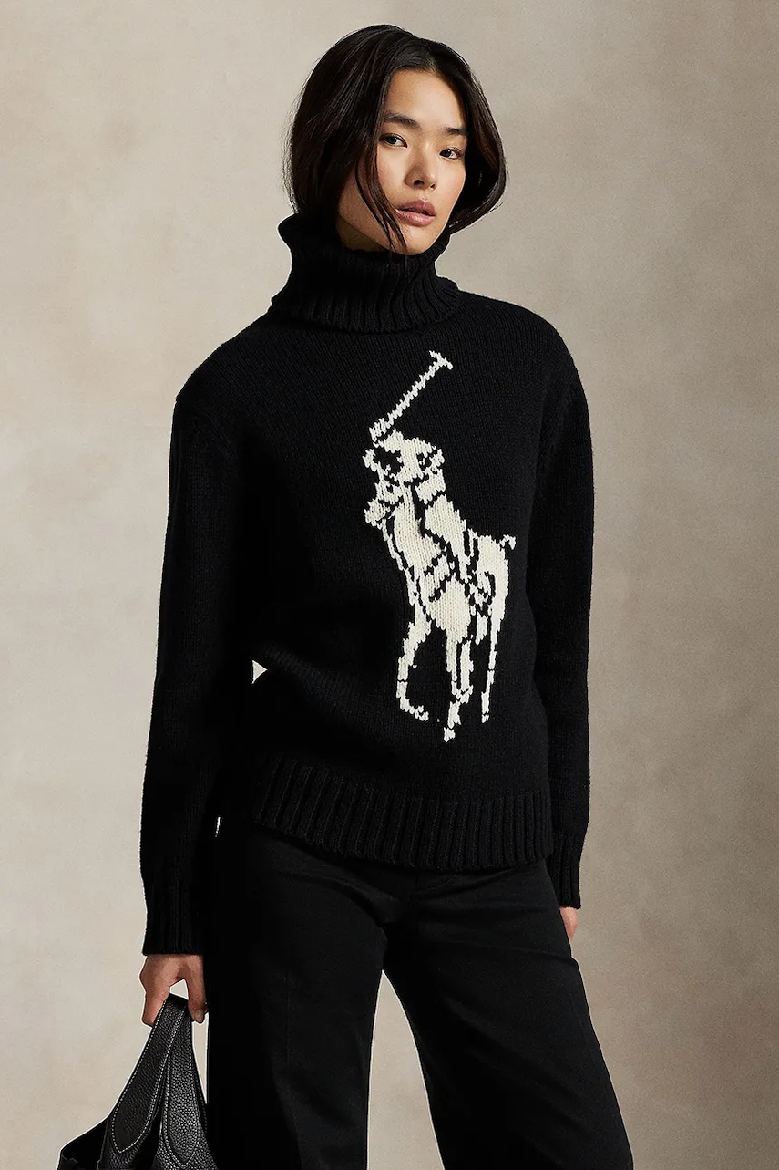 Levně Vlněný svetr Polo Ralph Lauren dámský, béžová barva, s golfem, 211978329