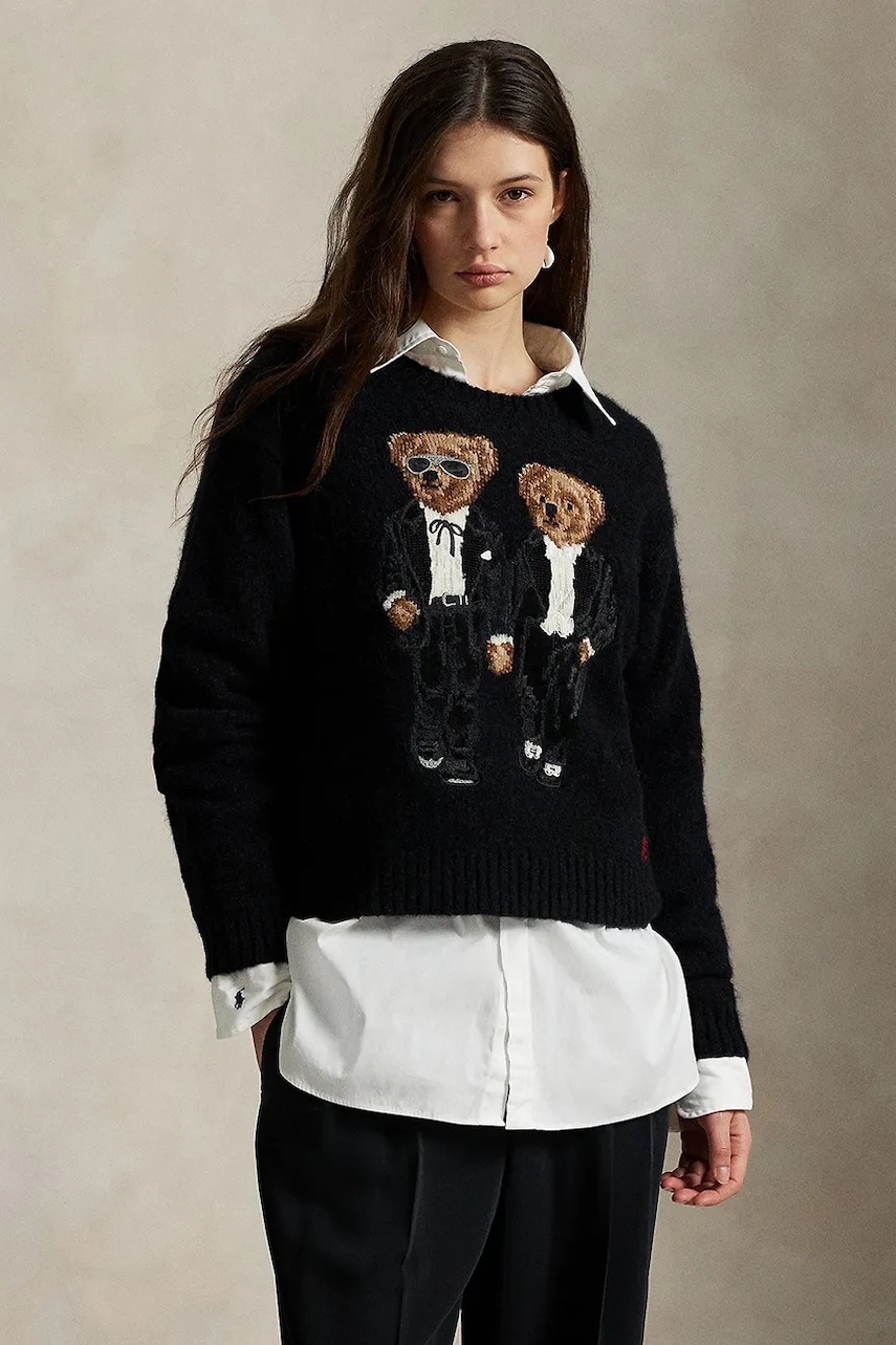 Levně Svetr s příměsí vlny Polo Ralph Lauren černá barva, 211978619