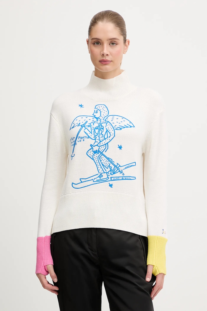 Rossignol pulover de lână JCC culoarea bej, cu turtleneck, RLOWO02