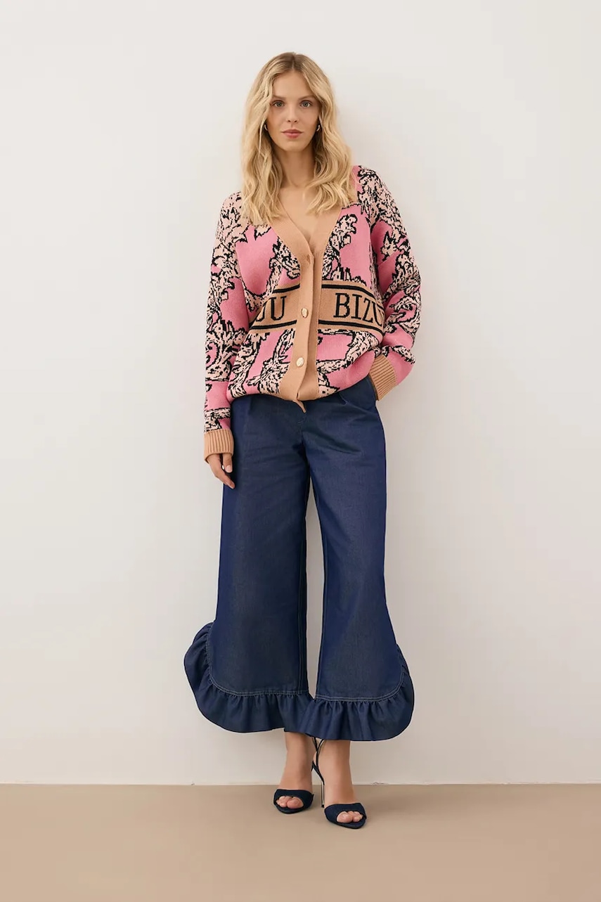 Bizuu cardigan din bumbac FLORANA culoarea roz, FLORANA RÓŻOWY